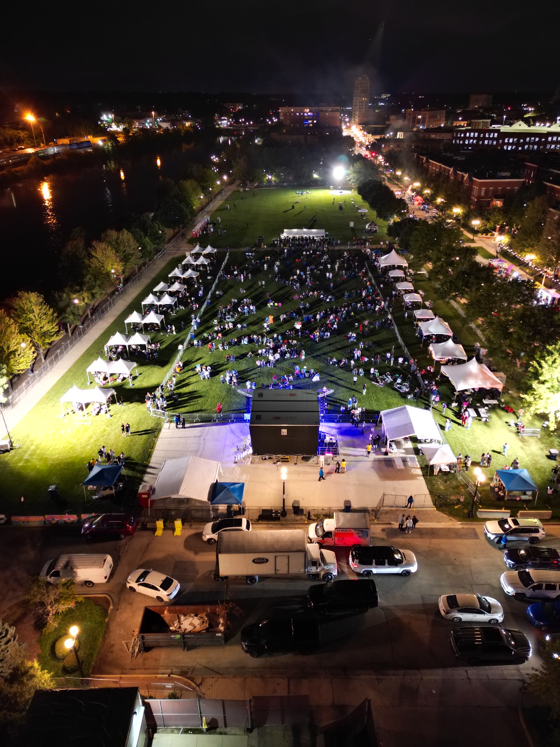 Night aerial view of Festival Park