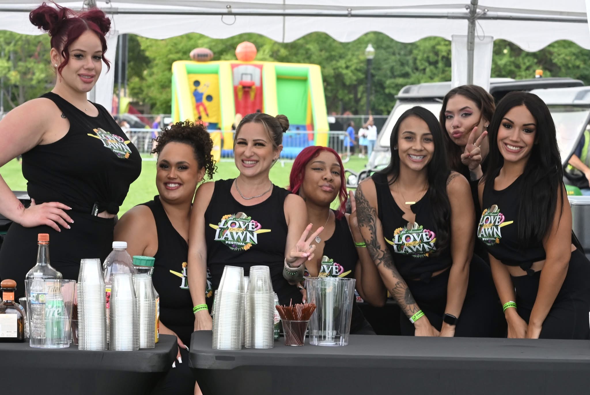 Bar staff ready to serve the crowd