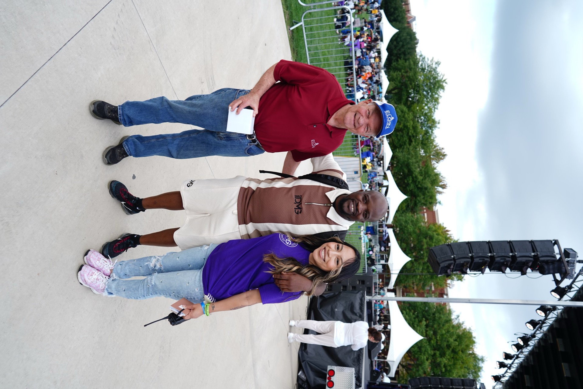 Friends posing by the main stage